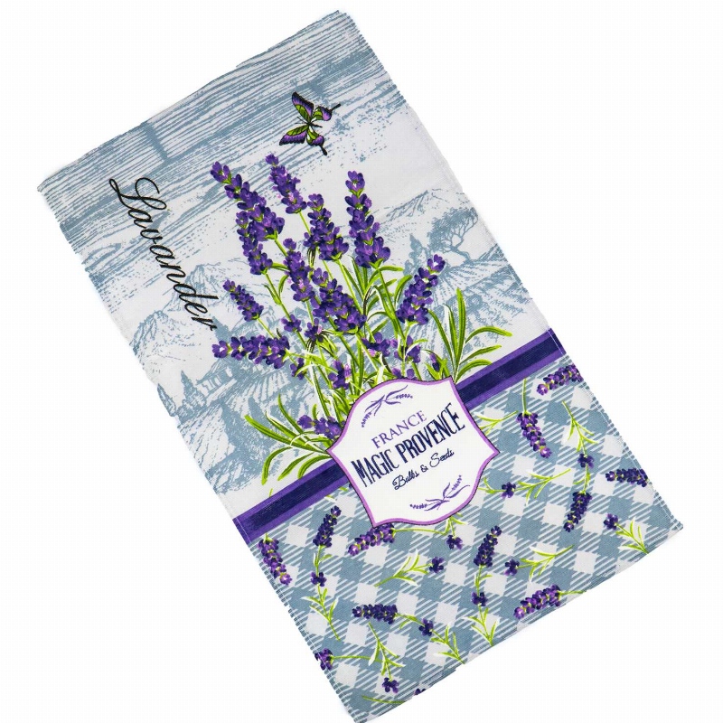 Рушник кухонний рогожка з петелькою та принтом magic provence 35х61см 180г/м2 GM Textile (Лавандовий)